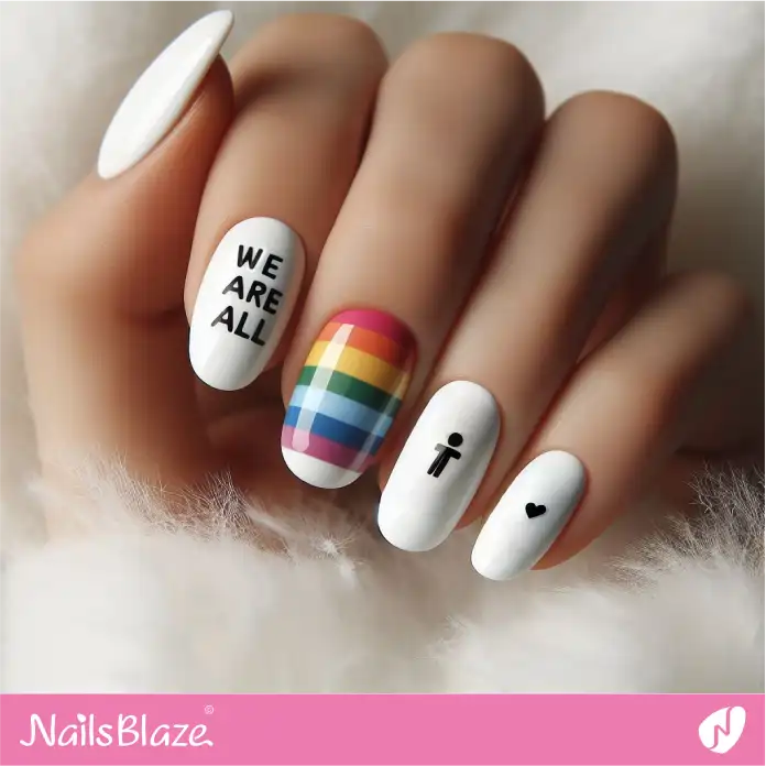 We Are All Human Rainbow Nails | Pride | LGBTQIA2S+ Nails - NB2093